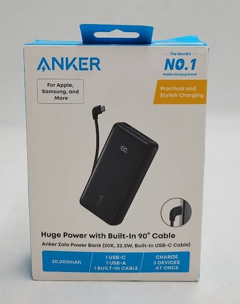 Anker 20000 mAh Power Delivery 22.5W Built in C Cable **BRAND NEW, OPEN BOX**