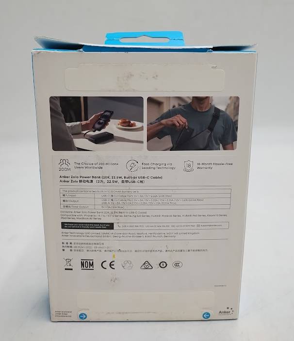 Anker 20000 mAh Power Delivery 22.5W Built in C Cable **BRAND NEW, OPEN BOX**
