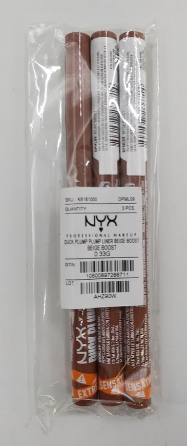 LOT OF 3!!! NYX Duck Plump Plumping Lip Liner - Beige Boost - 0.01oz