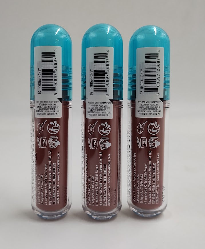 LOT OF 3!!! NYX Lip IV Hydrating Lip Gloss Stain - Hydra Honey - 0.16 fl oz