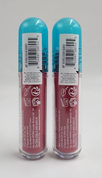 LOT OF 2!!! NYX Lip IV Hydrating Lip Gloss Stain - Bubble Gum Burst - 0.16 fl oz