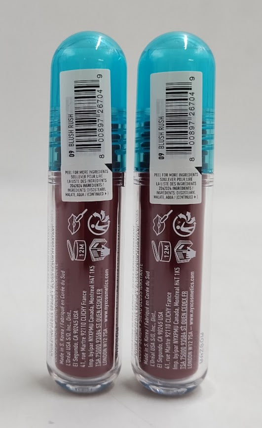 LOT OF 2!! NYX Lip IV Hydrating Lip Gloss Stain - Blush Rush - 0.16 fl oz