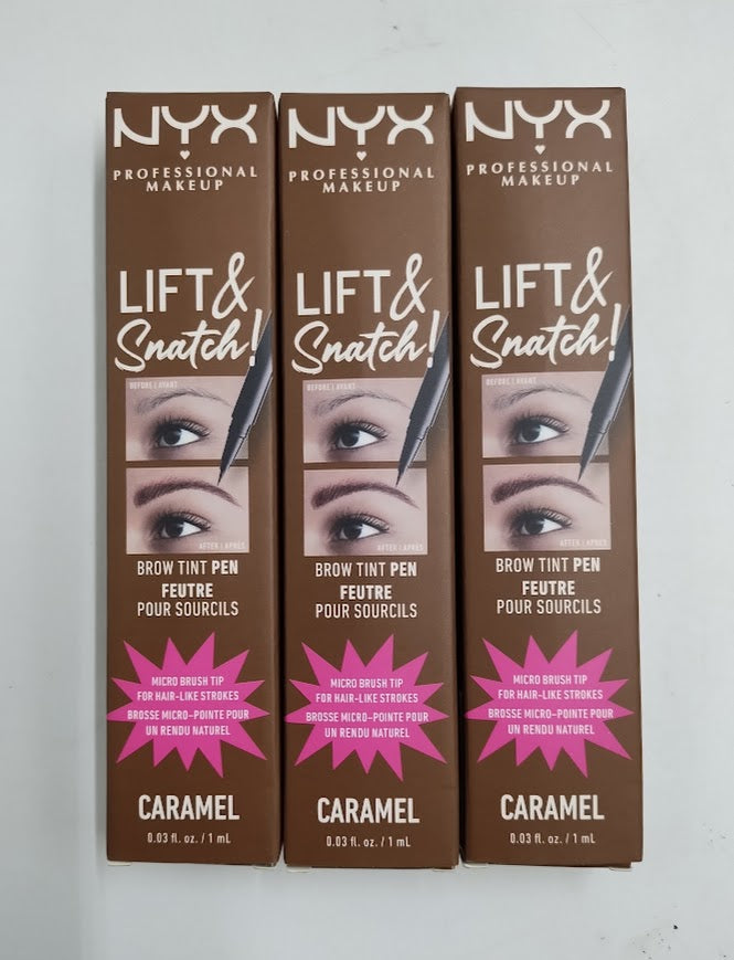 LOT OF 3!!! NYX Lift N Snatch! Brow Tint Pen - Caramel - 0.03 fl oz