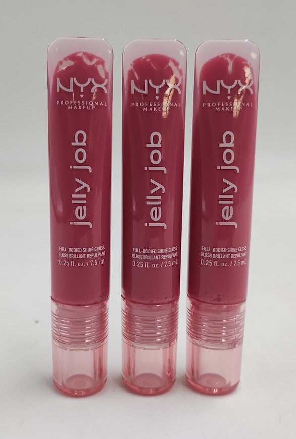 LOT OF 3!!! NYX Jelly Job Peptide Lip Gloss - 07 Jelly Blushing - 0.25 fl oz