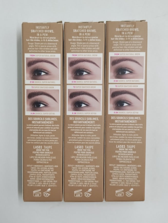 LOT OF 3!!! NYX Lift N Snatch! Brow Tint Pen - Taupe - 0.03 fl oz