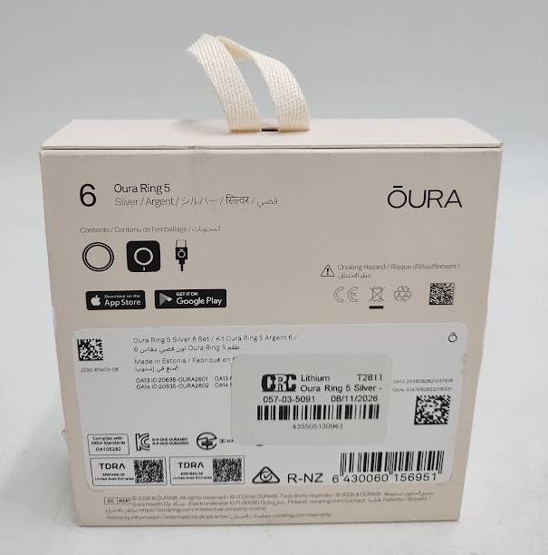 Oura Ring 5 Silver - Size 6 **BRAND NEW, OPEN BOX** KNOW YOUR SIZE