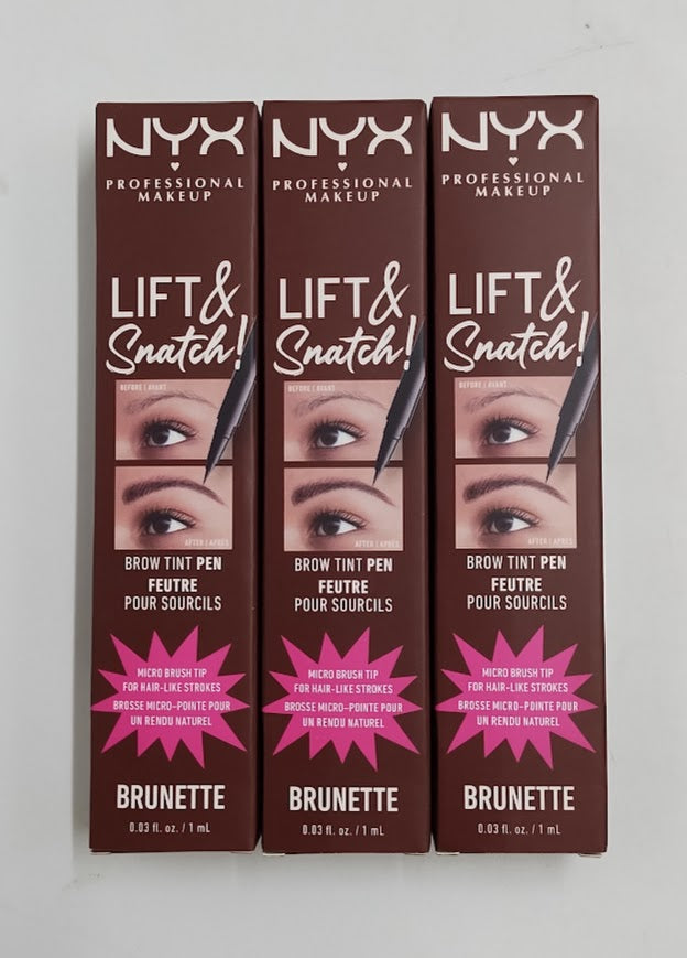 LOT OF 3!!! NYX Lift N Snatch! Brow Tint Pen - Brunette - 0.03 fl oz