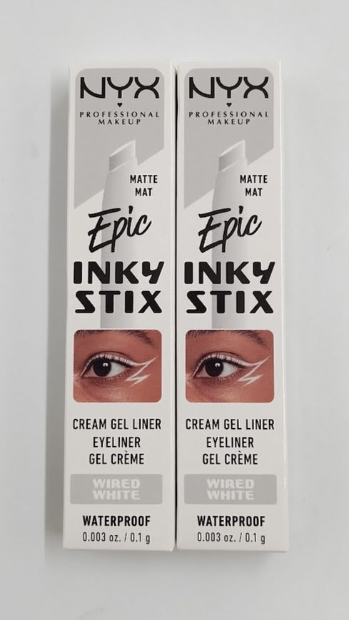 LOT OF 2!! NYX Epic Inky Stix Mechanical Cream Gel Eyeliner - 17 Wired White