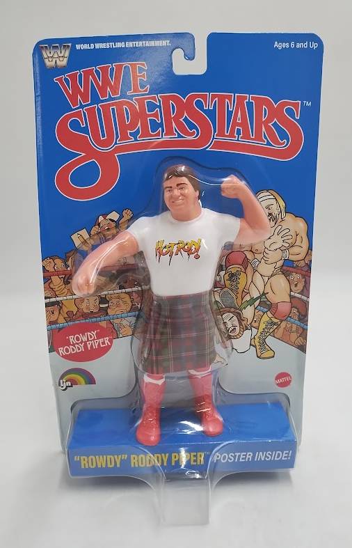 LJN WWE Superstars "Rowdy" Roddy Piper Action Figure, 1980s Retro 8" SEE DETAILS