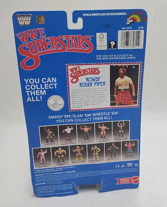 LJN WWE Superstars "Rowdy" Roddy Piper Action Figure, 1980s Retro 8" SEE DETAILS