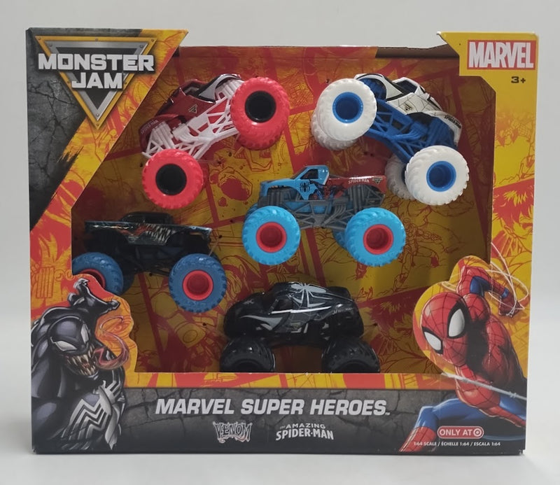 Monster Jam Marvel Super Heroes 5-Pack Monster Trucks Toy Vehicles SEE DETAILS