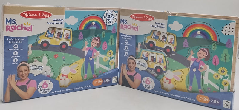 2 PACK !! Melissa & Doug Ms. Rachel Wooden Song Peg Puzzle, 6-Piece