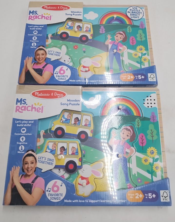 2 PACK !! Melissa & Doug Ms. Rachel Wooden Song Peg Puzzle, 6-Piece