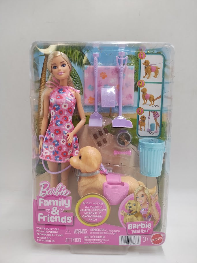 Barbie "Malibu" Walk & Potty Pup Toy Includes Doll, Walking Pet Dog SEE DETAILS