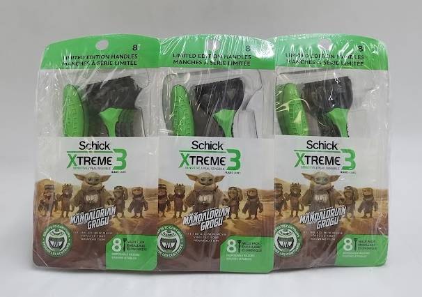 LOT OF 3!! Schick Mando Xtreme 3 Razors 8pk Star Wars Mandalorian Grogu 24 TOTAL
