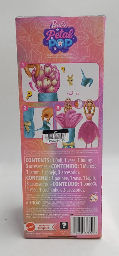 Barbie Petal Pop Scented Doll w/ Pink Tulip Dress Reveal Accessories SEE DETAILS