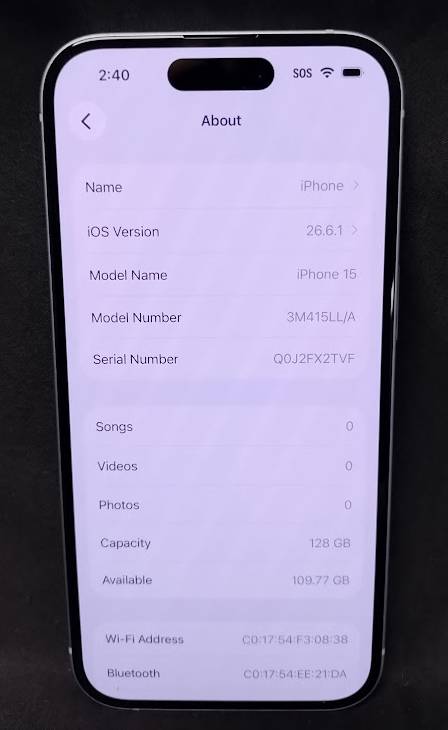 Apple iPhone 15 (128GB) - WHITE - RESELLER FLEX - SEE DETAILS