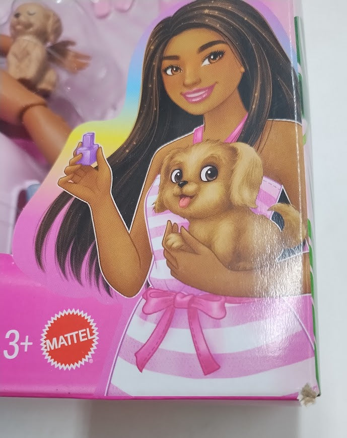 Barbie Mani-Pedi Spa Playset w/ Brunette 11" Doll, Puppy & 7 Acc SEE DETAILS