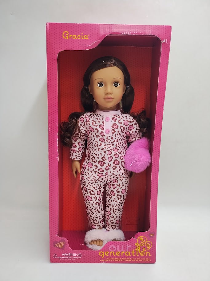 Our Generation Gracia 18" Doll in Pink Leopard-Print Pajama SEE DETAILS (LOCAL PICKUP ONLY)