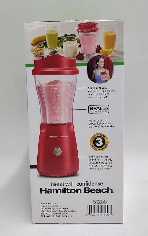 Hamilton Beach Personal Blender with Travel Lid Red