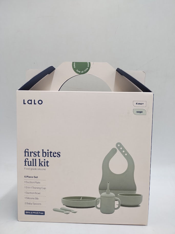 Lalo 6pc Silicone First Bites Full Kit Feeding Set - Sage