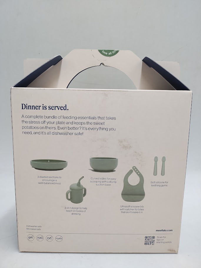 Lalo 6pc Silicone First Bites Full Kit Feeding Set - Sage