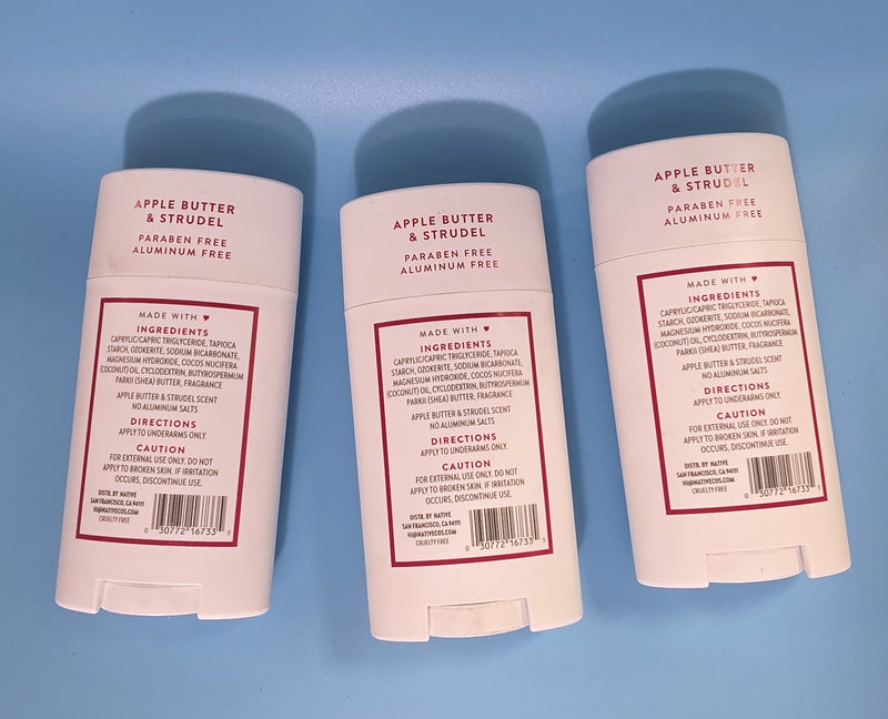 LOT OF 3!!! Native Limited Edition Deodorant-Apple Butter & Strudel - 2.65oz