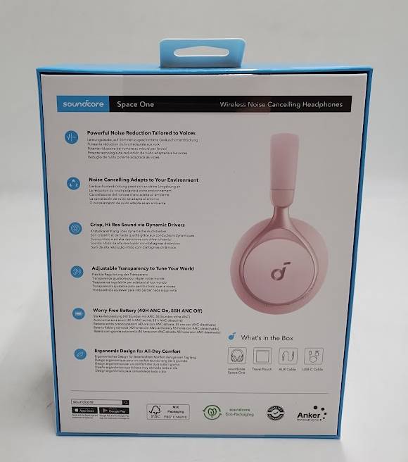 Anker Soundcore Space One Over-Ear Hi-Res Bluetooth Headphones - Pink