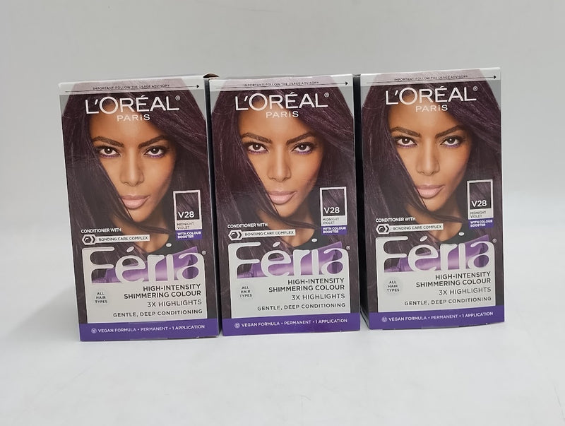 LOT OF 3 L'oreal Paris Feria Shimmering Permanent Hair Color Hair Dye, V28