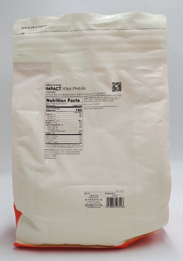 Myprotein Impact Whey Protein, Vanilla Ice Cream, 65 Servings EXP 10/2027