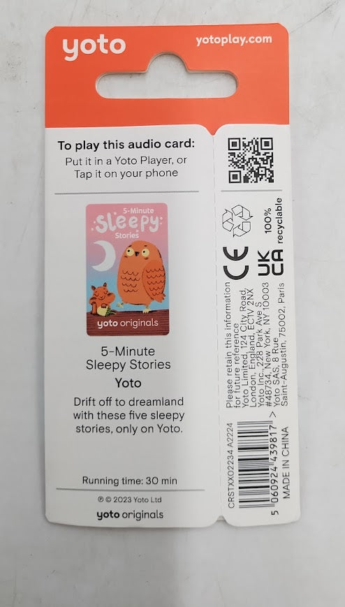 Yoto 5-Minute Sleepy Stories Audio Card *ADD 3 TO YOUR CART & 1 IS FREE!*