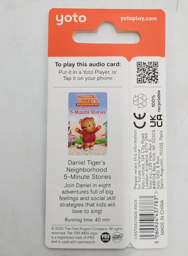 Yoto Daniel Tiger's Neighborhood 5-Minute Stories Audio Card *ADD 3 TO YOUR CART & 1 IS FREE!*