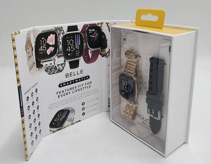 iTOUCH Belle Smartwatch Bundle - Gold Case and Gold Metal and Black Band