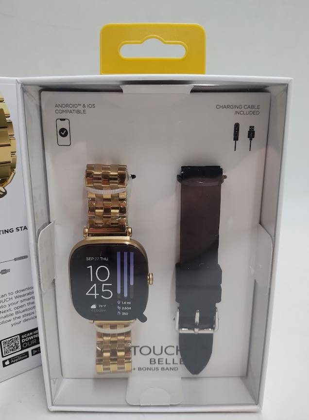 iTOUCH Belle Smartwatch Bundle - Gold Case and Gold Metal and Black Band