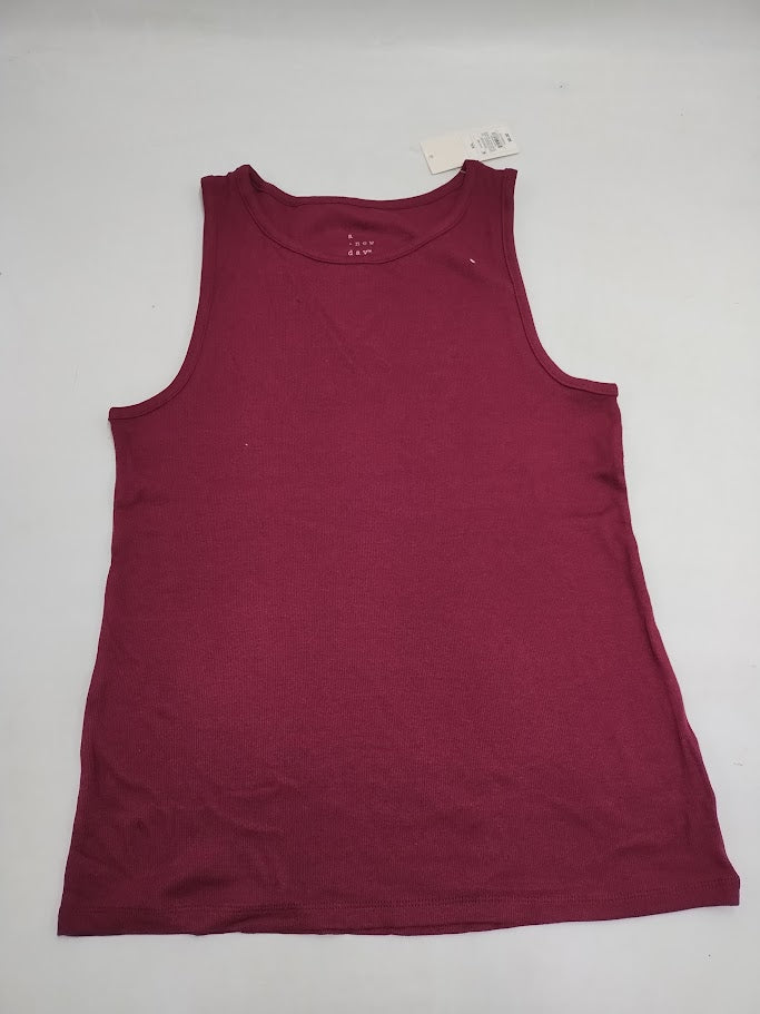Women's Ribbed High Neck Tank Top - A New Day Burgundy XXL