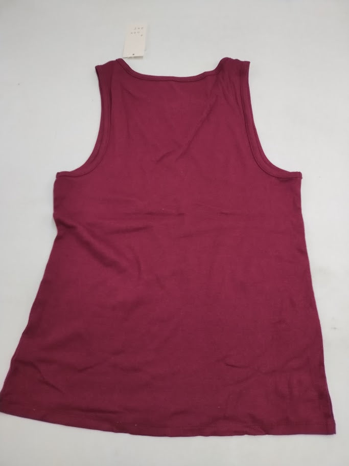 Women's Ribbed High Neck Tank Top - A New Day Burgundy XXL