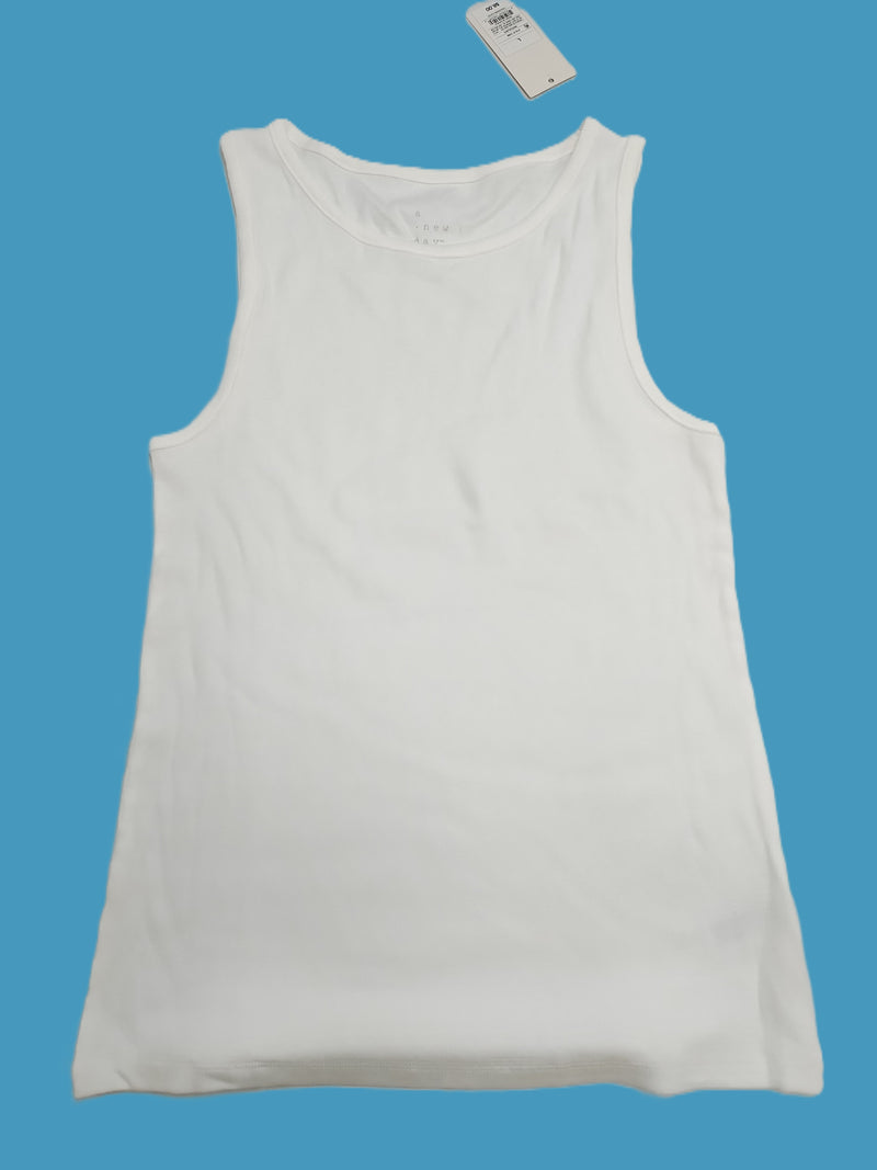 Women's Ribbed High Neck Tank Top - A New Day White S