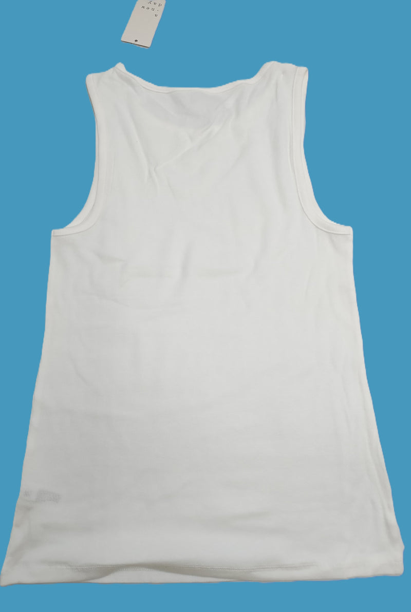 Women's Ribbed High Neck Tank Top - A New Day White M