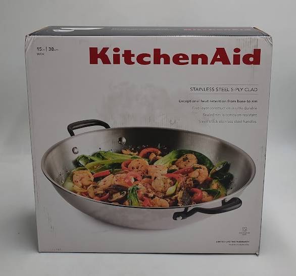 KitchenAid 5-Ply Clad Stainless Steel 15" Wok: Dishwasher & Oven Safe