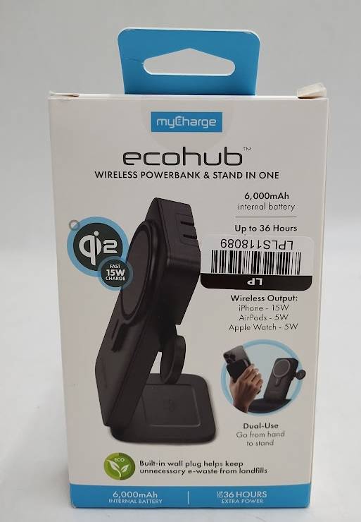 myCharge 6000mAh 20W EcoHub Wireless Power Bank - Black