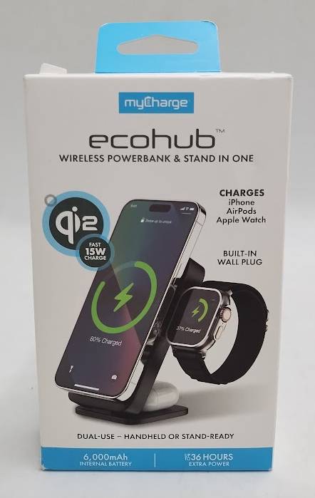 myCharge 6000mAh 20W EcoHub Wireless Power Bank - Black