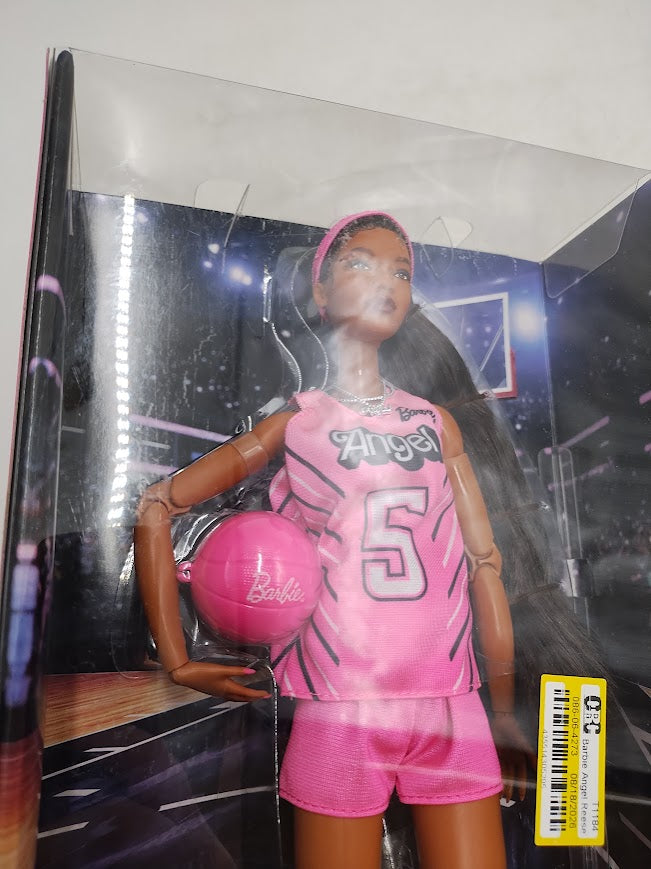 Barbie Angel Reese Doll, Fashion Doll With Pink Basketball Uniform SEE DETAILS
