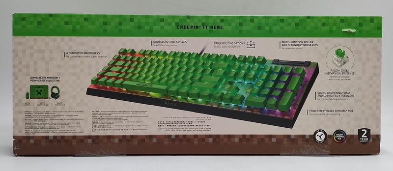 Razer BlackWidowV4 X Gaming Keyboard Green Switch Minecraft Edition SEE DETAILS