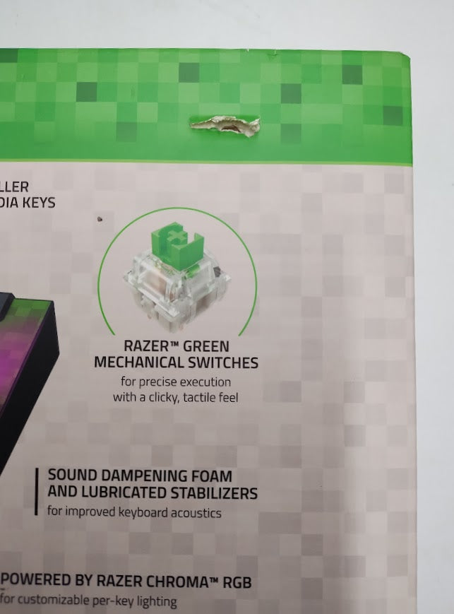 Razer BlackWidowV4 X Gaming Keyboard Green Switch Minecraft Edition SEE DETAILS