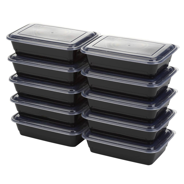 Good Cook Meal Prep Black Containers + Lids - 10ct