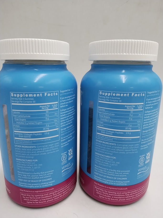 2 PACK Vital Proteins Collagen Gummies - Raspberry EXP: 08/27