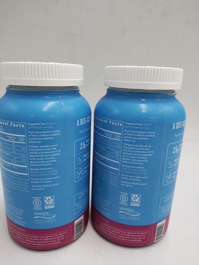 2 PACK Vital Proteins Collagen Gummies - Raspberry EXP: 08/27