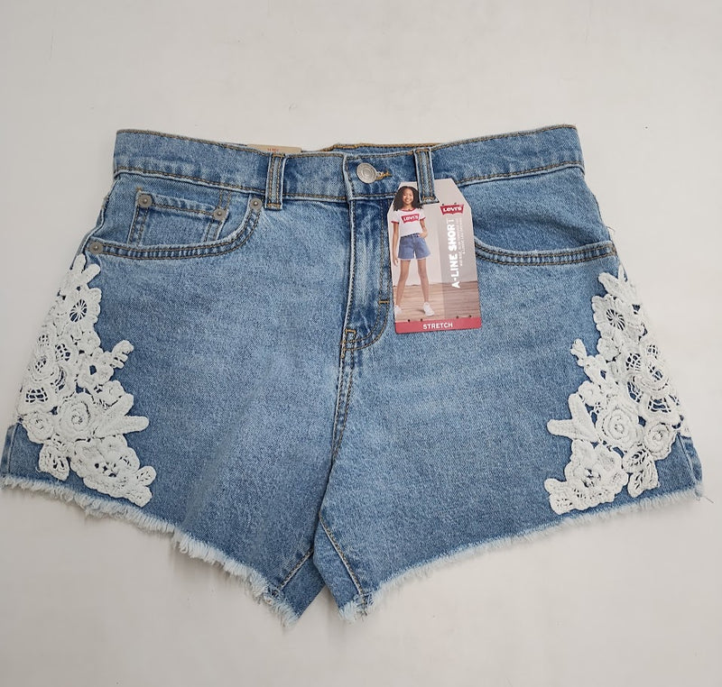 Levi's Girls' Crochet A-Line Denim Shorts - Light Wash 14