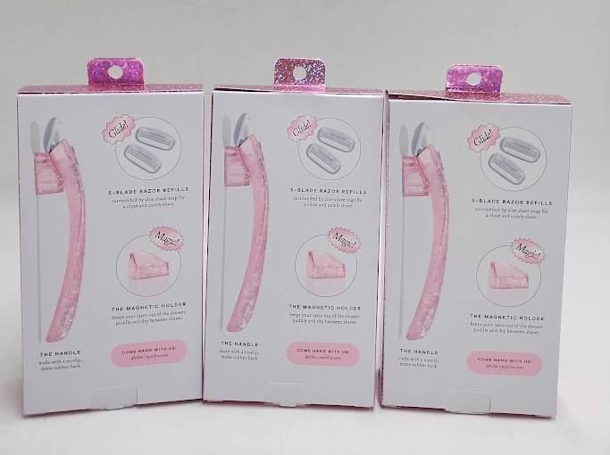 LOT OF 3 !! Billie Handle with Magnetic Holder Women 5 Blade Refills Razor