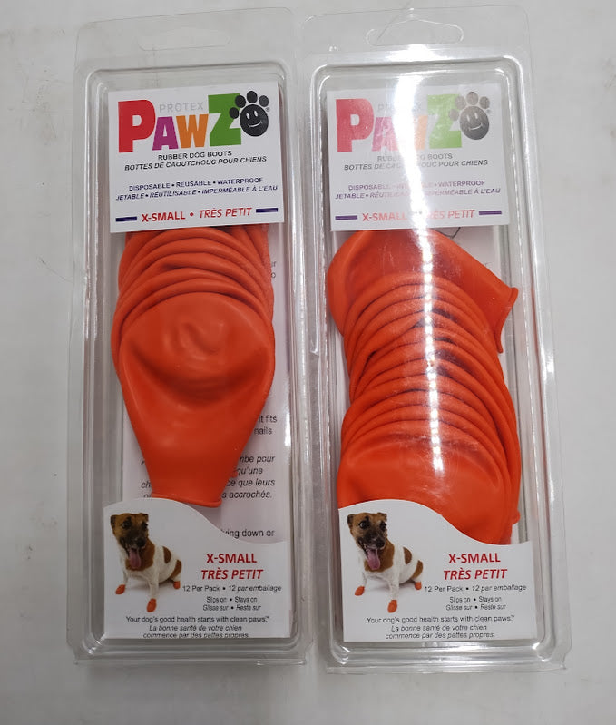 LOT 2!! Pawz 12pc Rubber Dog Boots - Orange XS